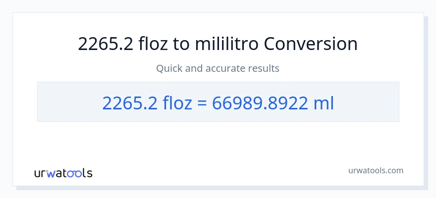 2265.2 mga onsa ng likido patungong mga mililitro na conversion
