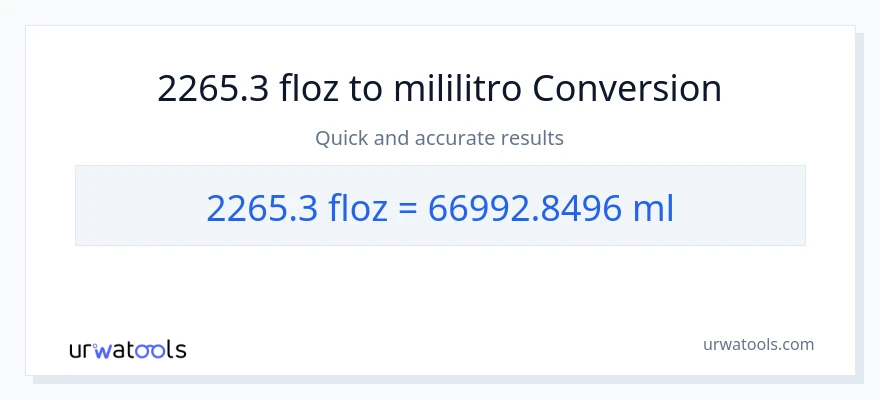 2265.3 mga onsa ng likido patungong mga mililitro na conversion