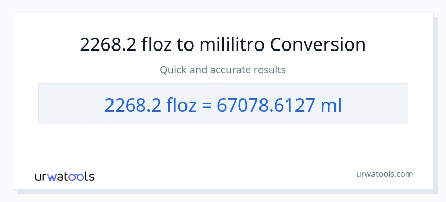 2268.2 mga onsa ng likido patungong mga mililitro na conversion
