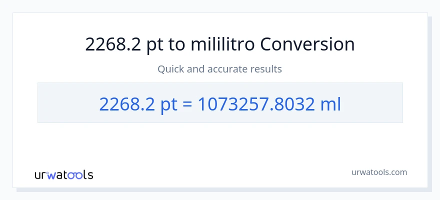 2268.2 Pints patungong mga mililitro na conversion