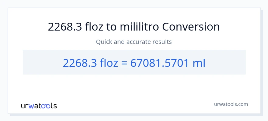 2268.3 mga onsa ng likido patungong mga mililitro na conversion