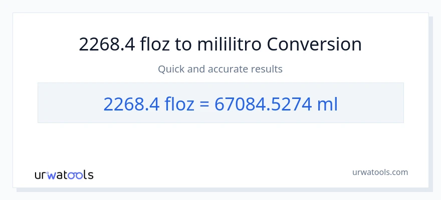 2268.4 mga onsa ng likido patungong mga mililitro na conversion