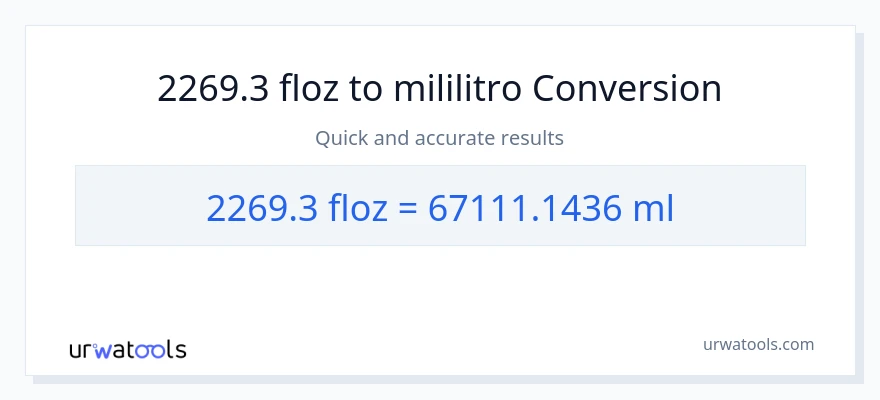 2269.3 mga onsa ng likido patungong mga mililitro na conversion