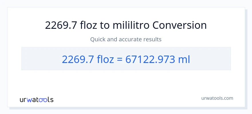 2269.7 mga onsa ng likido patungong mga mililitro na conversion