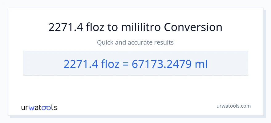 2271.4 mga onsa ng likido patungong mga mililitro na conversion