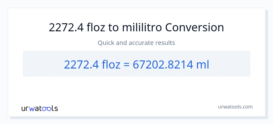 2272.4 mga onsa ng likido patungong mga mililitro na conversion