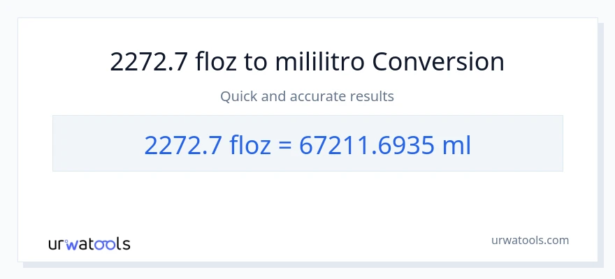 2272.7 mga onsa ng likido patungong mga mililitro na conversion