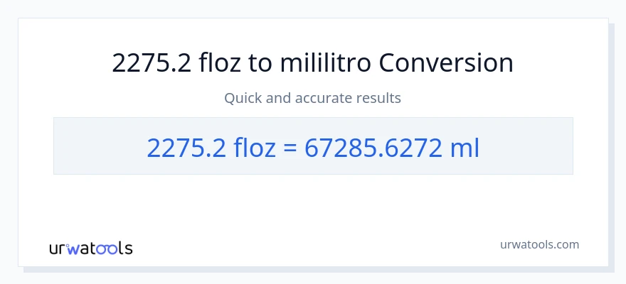 2275.2 mga onsa ng likido patungong mga mililitro na conversion