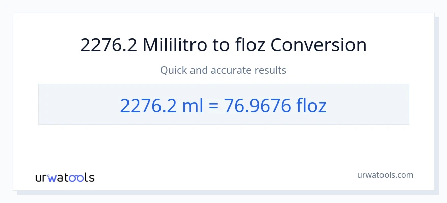 2276.2 mga mililitro patungong mga onsa ng likido na conversion
