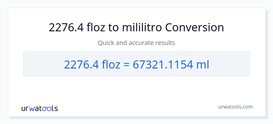 2276.4 mga onsa ng likido patungong mga mililitro na conversion