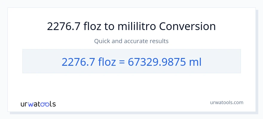 2276.7 mga onsa ng likido patungong mga mililitro na conversion