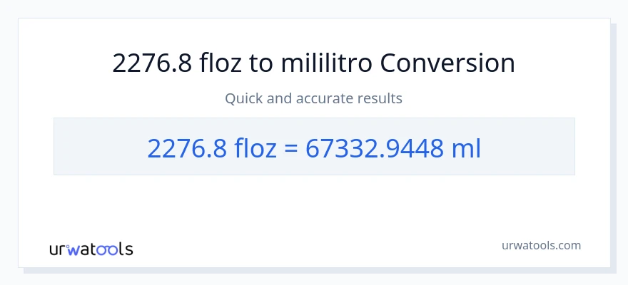 2276.8 mga onsa ng likido patungong mga mililitro na conversion