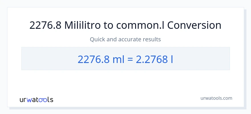 2276.8 mga mililitro patungong Liters na conversion