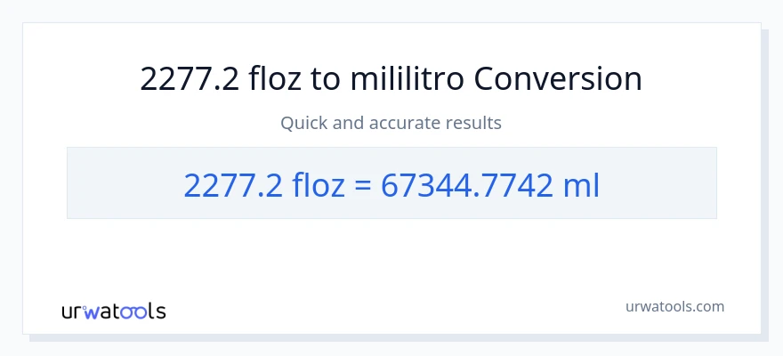 2277.2 mga onsa ng likido patungong mga mililitro na conversion