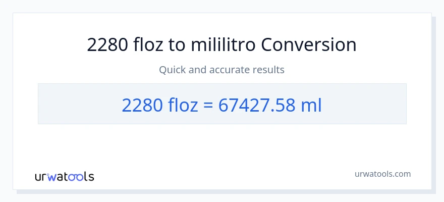 2280 mga onsa ng likido patungong mga mililitro na conversion