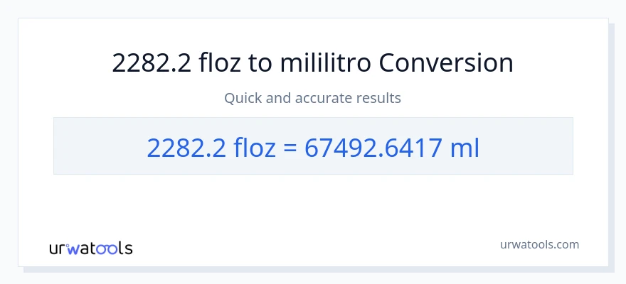 2282.2 mga onsa ng likido patungong mga mililitro na conversion