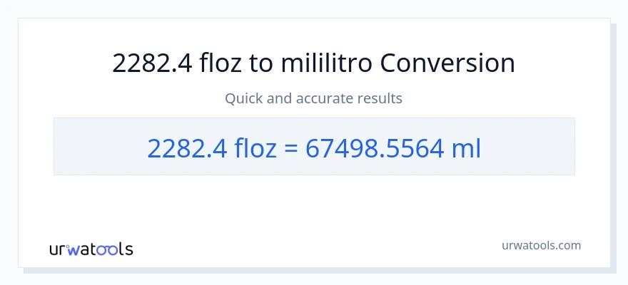2282.4 mga onsa ng likido patungong mga mililitro na conversion