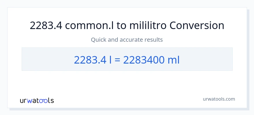 2283.4 Liters patungong mga mililitro na conversion