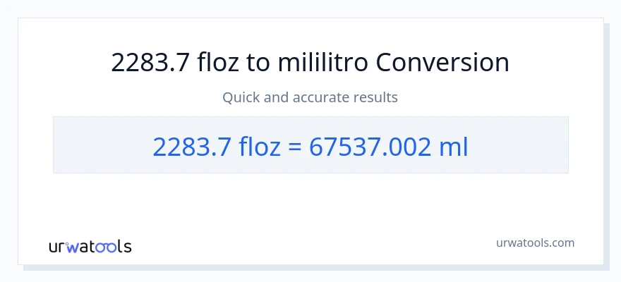 2283.7 mga onsa ng likido patungong mga mililitro na conversion