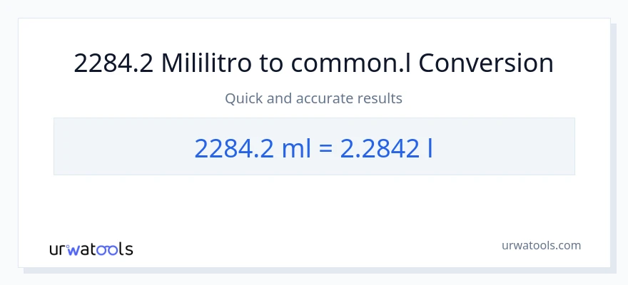 2284.2 mga mililitro patungong Liters na conversion