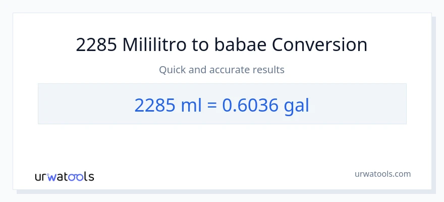 2285 mga mililitro patungong Mga galon na conversion