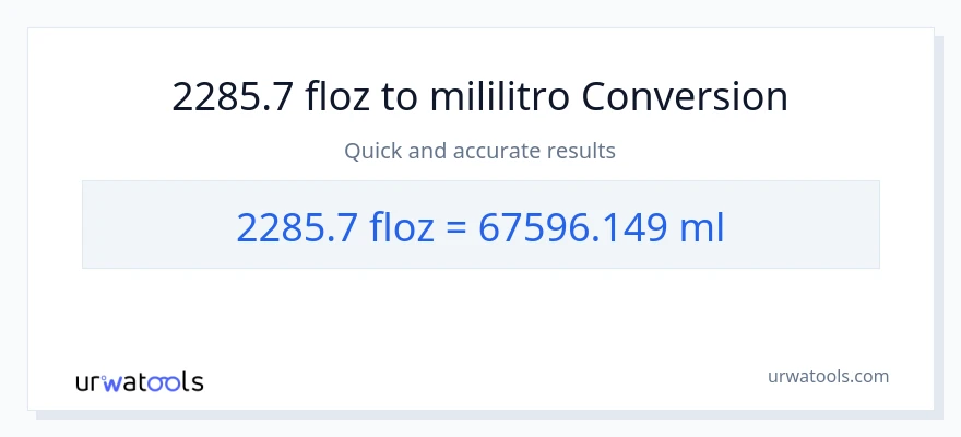 2285.7 mga onsa ng likido patungong mga mililitro na conversion