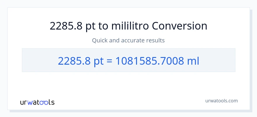 2285.8 Pints patungong mga mililitro na conversion