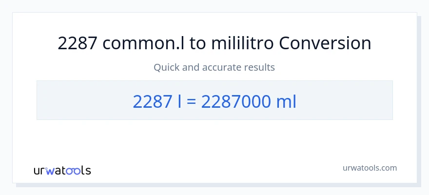 2287 Liters patungong mga mililitro na conversion