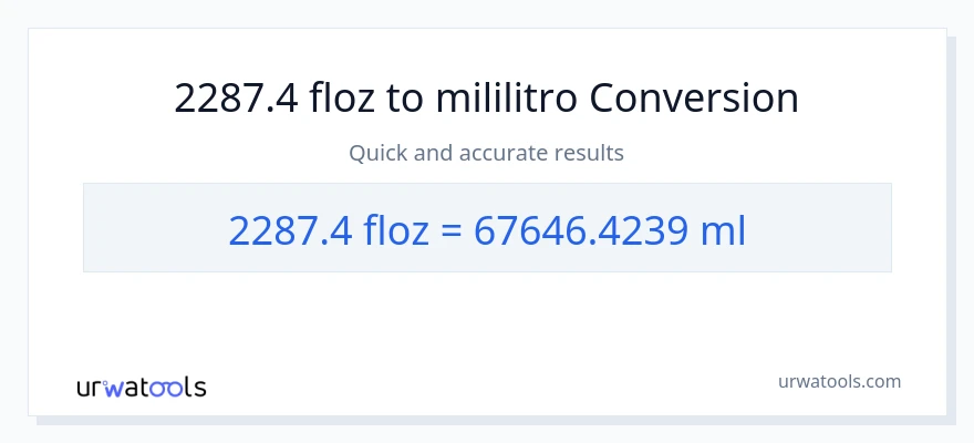 2287.4 mga onsa ng likido patungong mga mililitro na conversion