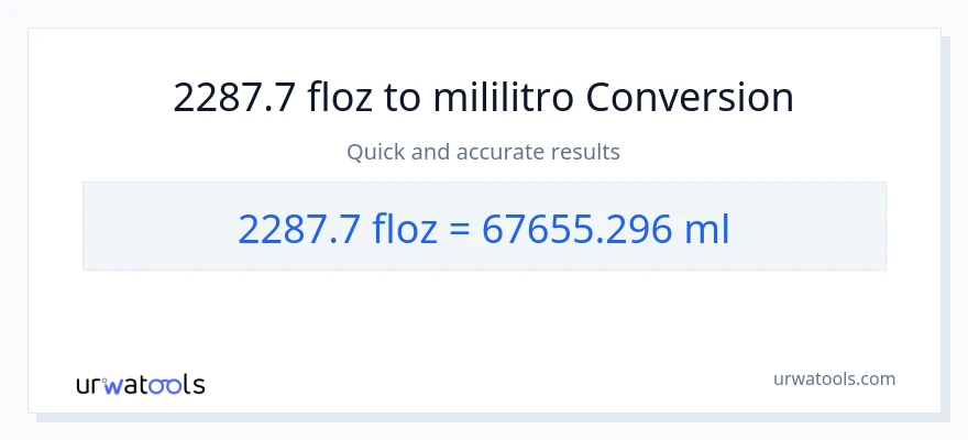 2287.7 mga onsa ng likido patungong mga mililitro na conversion