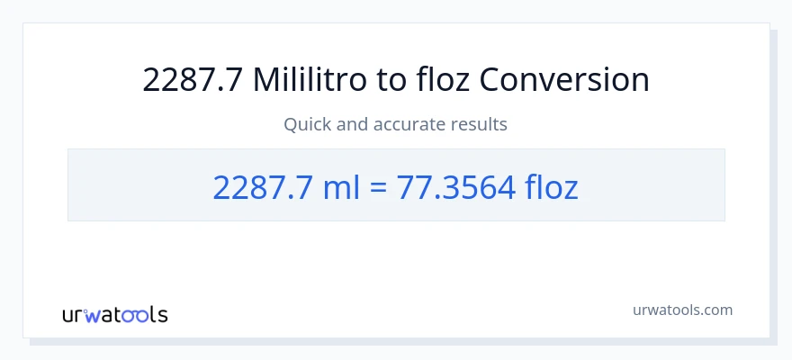 2287.7 mga mililitro patungong mga onsa ng likido na conversion