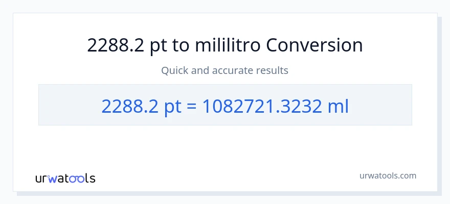 2288.2 Pints patungong mga mililitro na conversion