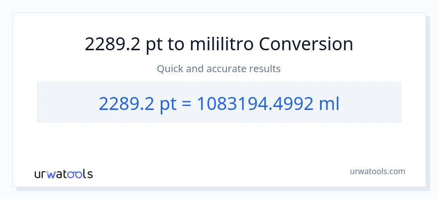 2289.2 Pints patungong mga mililitro na conversion