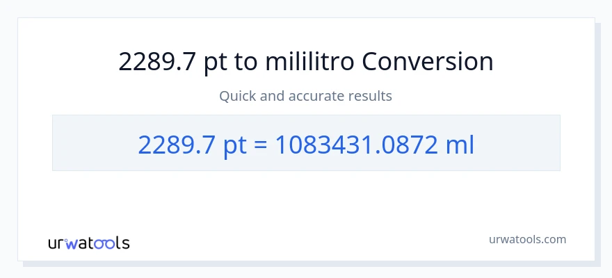 2289.7 Pints patungong mga mililitro na conversion