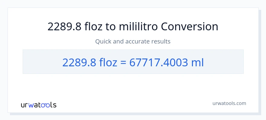 2289.8 mga onsa ng likido patungong mga mililitro na conversion