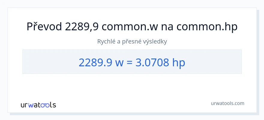 Konverze z watty na koňská síla: 2289.9