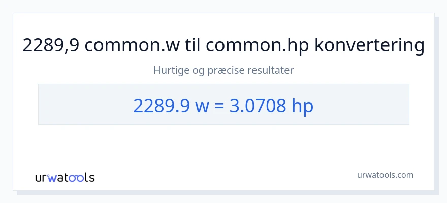 2289.9 watt til hestekræfter konvertering
