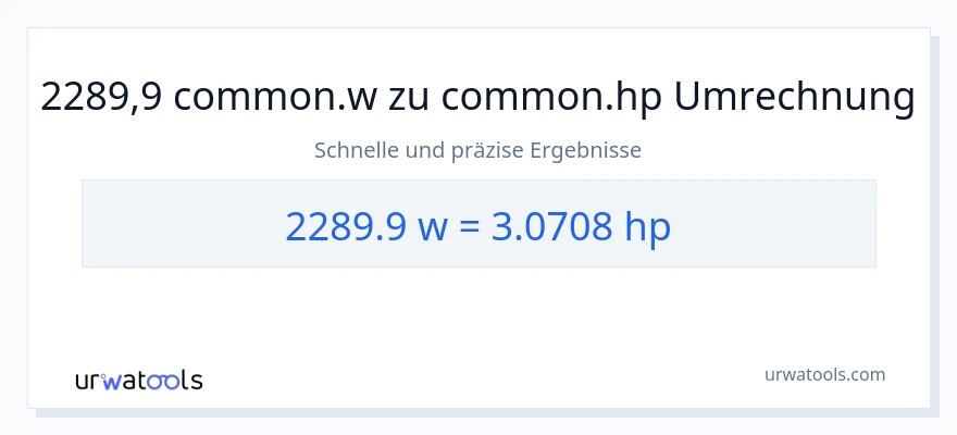 2289.9 Watt zu PS Umwandlung