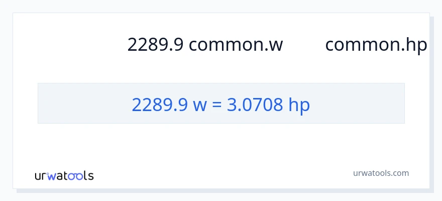 การแปลง 2289.9 วัตต์ เป็น แรงม้า