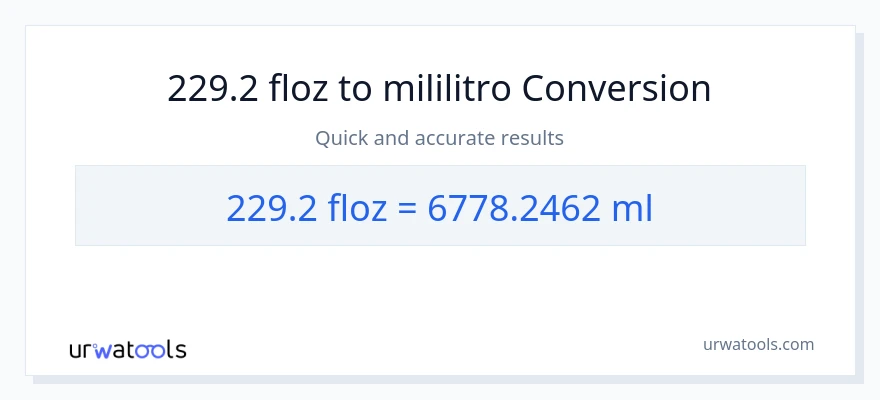 229.2 mga onsa ng likido patungong mga mililitro na conversion