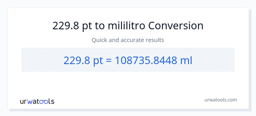 229.8 Pints patungong mga mililitro na conversion