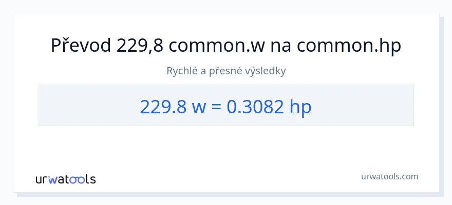 Konverze z watty na koňská síla: 229.8
