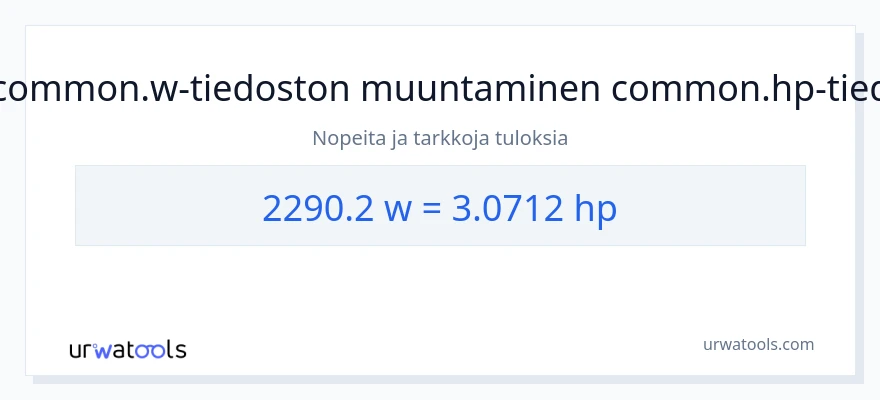 2290.2 wattia - hevosvoimaa muunnos