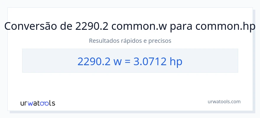 Conversão de 2290.2 watts para cavalos de potência