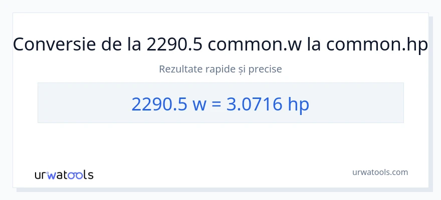 Conversie 2290.5 wați la cai putere