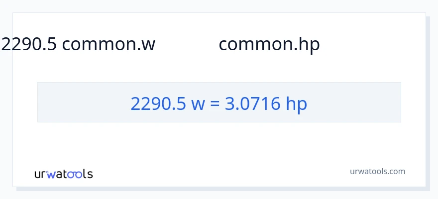2290.5 వాట్స్ నుండి అశ్వశక్తి కు మార్పిడి