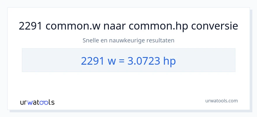 2291 watt naar paardenkracht conversie