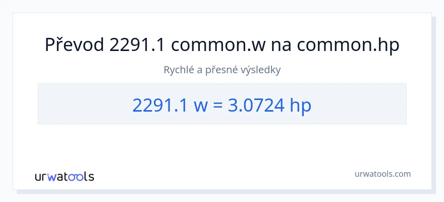 Konverze z watty na koňská síla: 2291.1