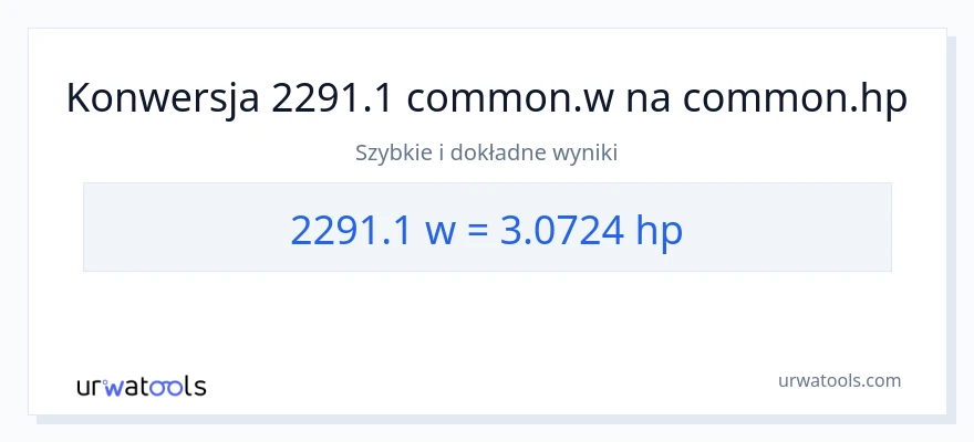 Konwersja 2291.1 watów do moc w koniach mechanicznych