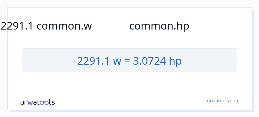2291.1 వాట్స్ నుండి అశ్వశక్తి కు మార్పిడి
